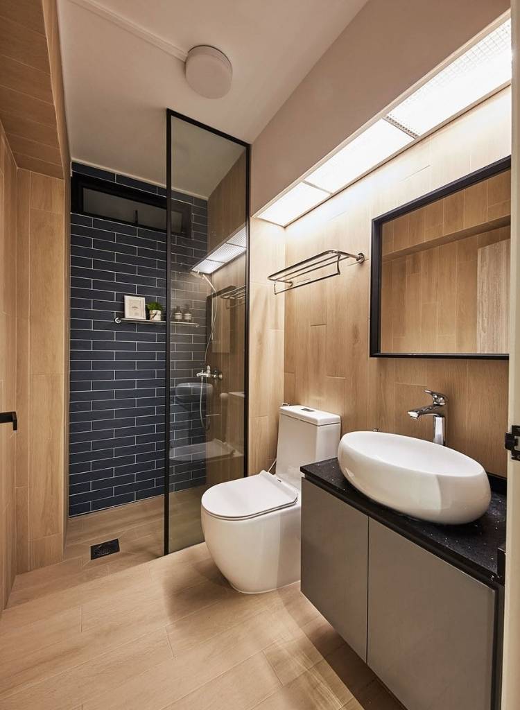 Warm Wood Modern Guest Bathroom