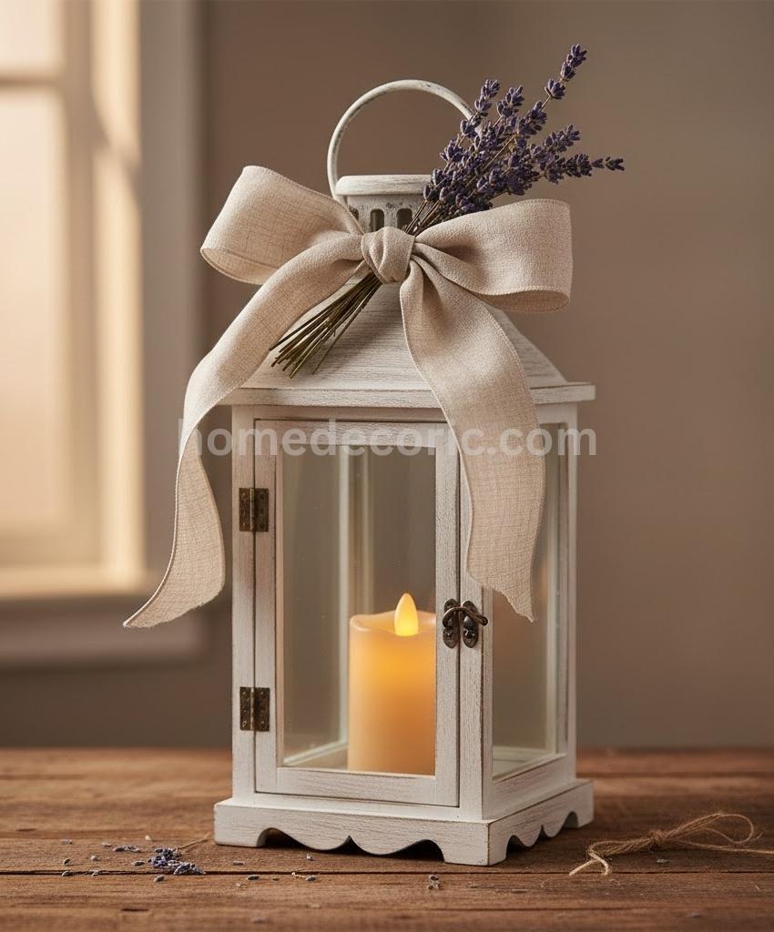 soft beige ribbon lantern