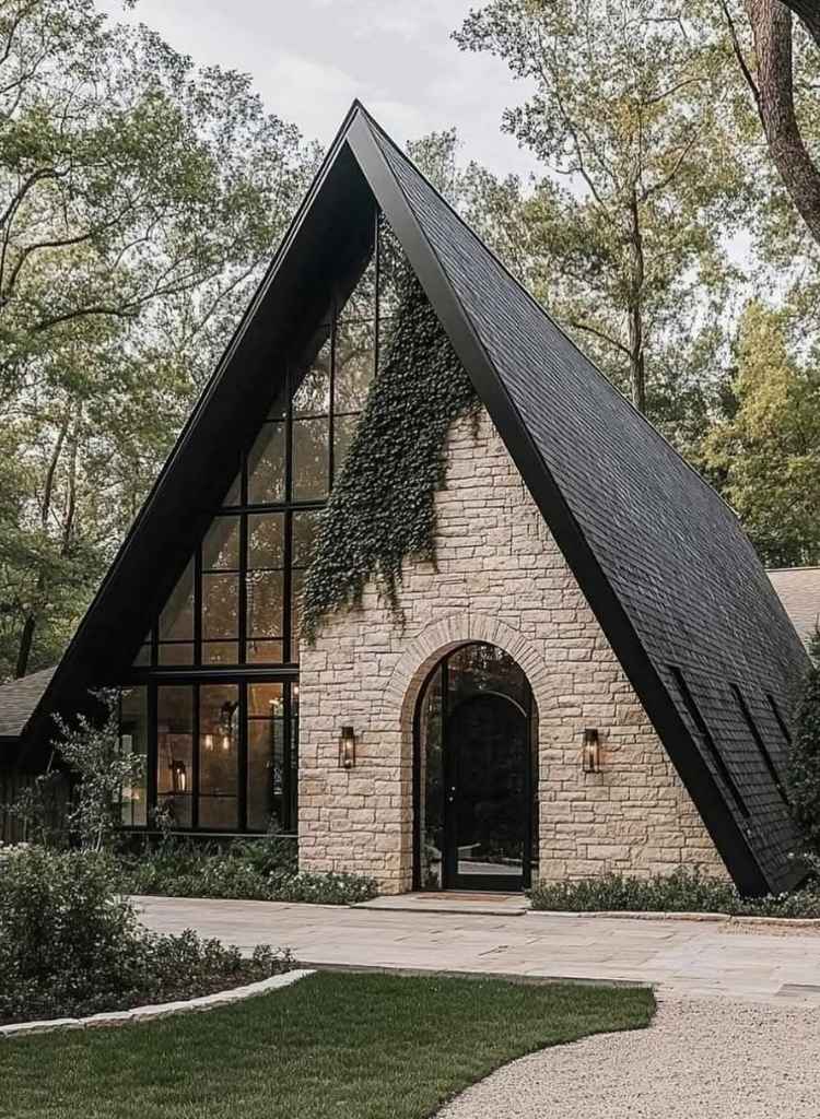 Contemporary A Frame Stone Retreat