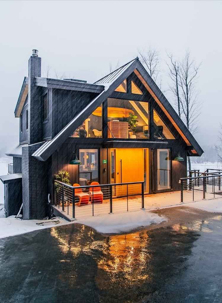 Warm Glow A Frame Winter Cabin