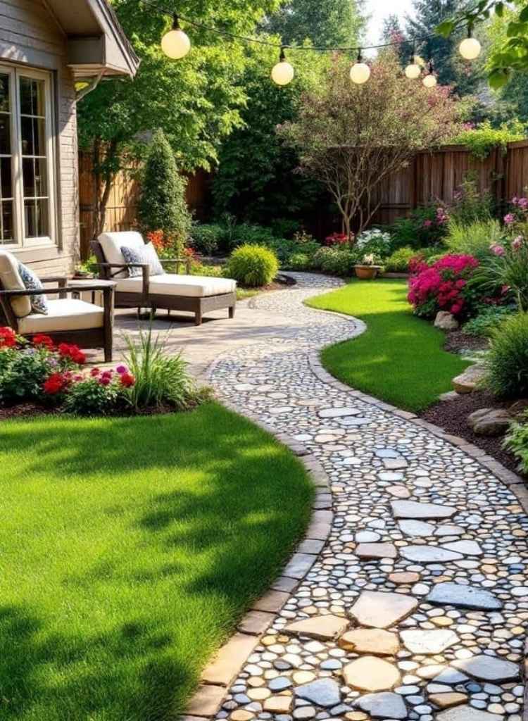Curved Mosaic Garden Path