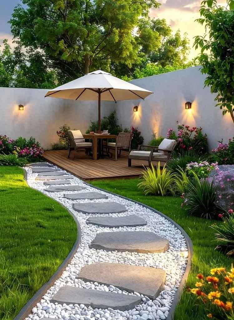 Gravel Stepping-Stone Patio Path