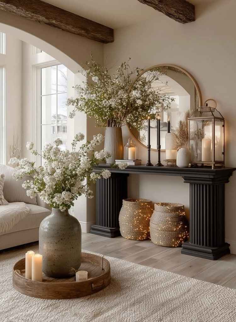 Soft Bloom Fireplace Moment