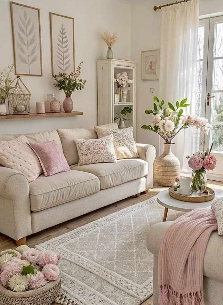 Soft Spring Floral Living Room