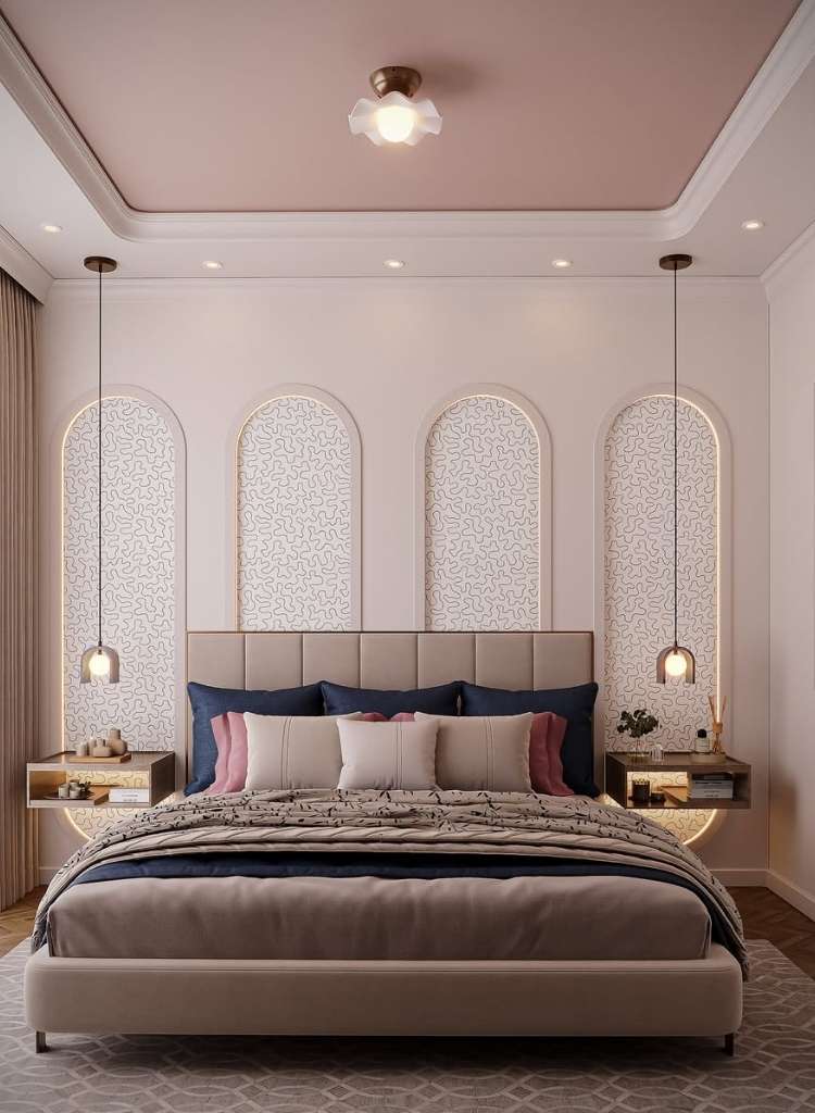 Bedroom with Arched Panel Feature Wall