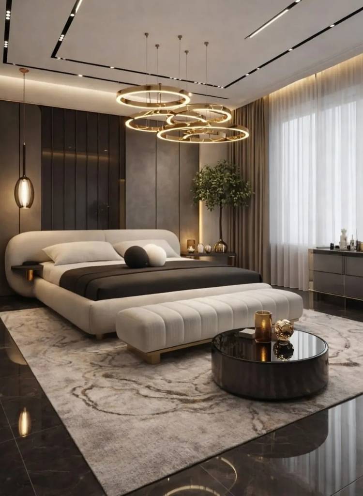 Luxury Bedroom Gold Ring Chandelier