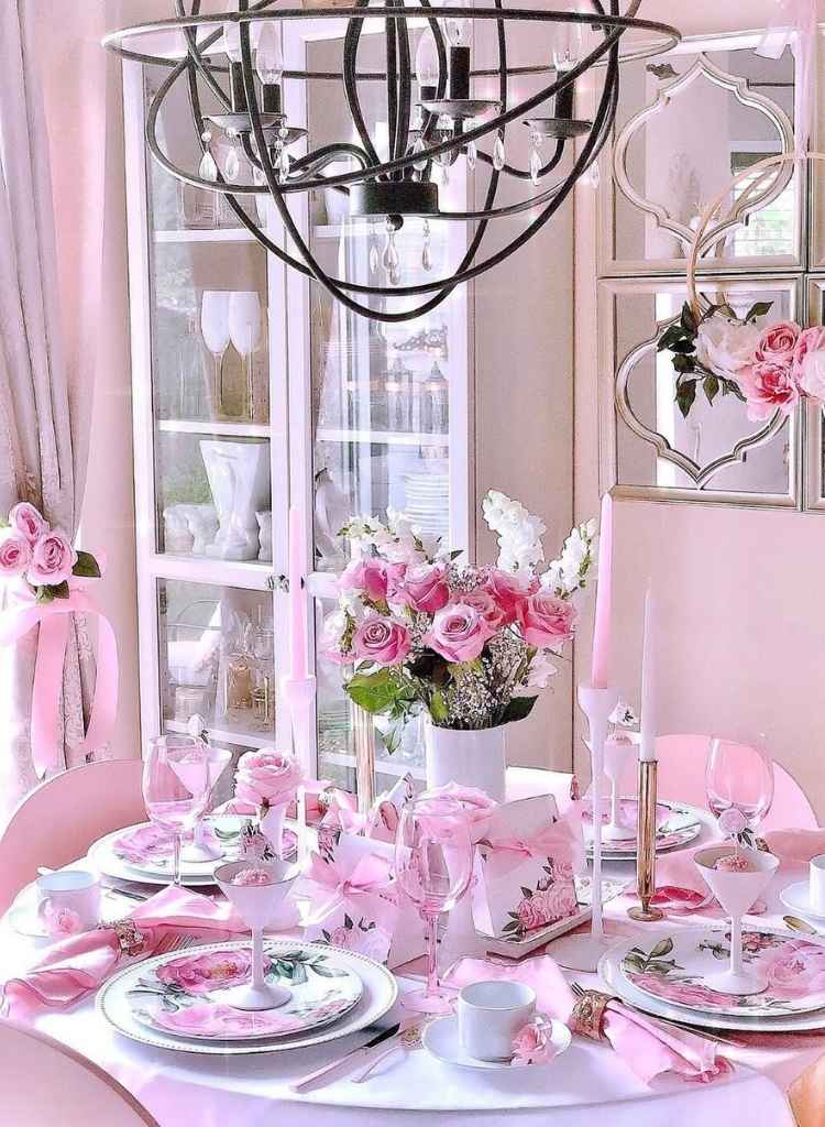 Pink Floral Dining Table