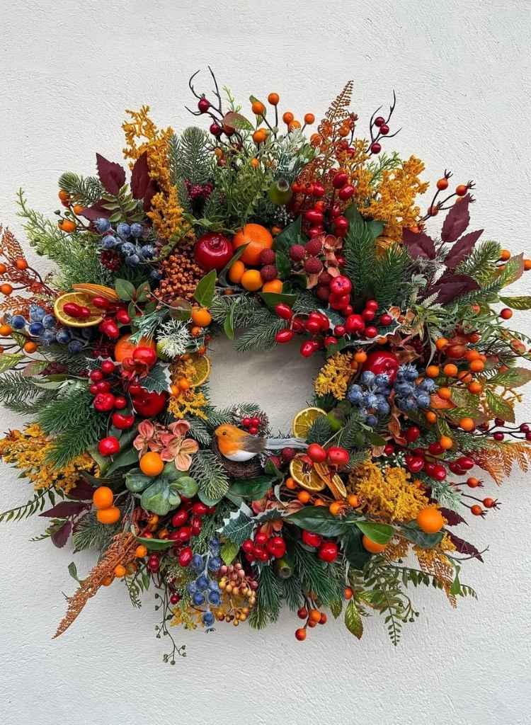 Rustic Fruit and Foliage Accent Wreath