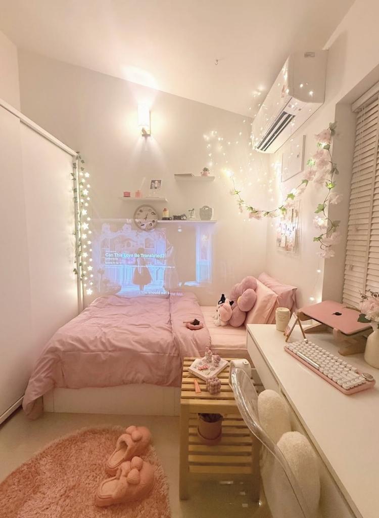 Soft Pink Aesthetic Fairy LED Bedroom