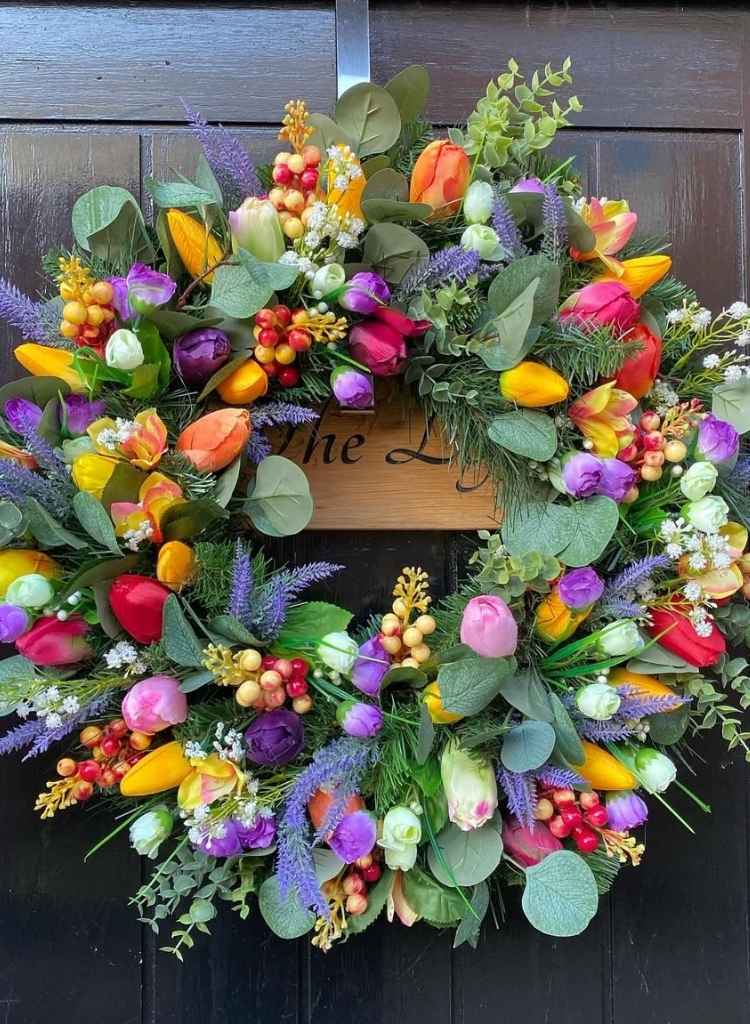 Vibrant Tulip and Berry Wreath