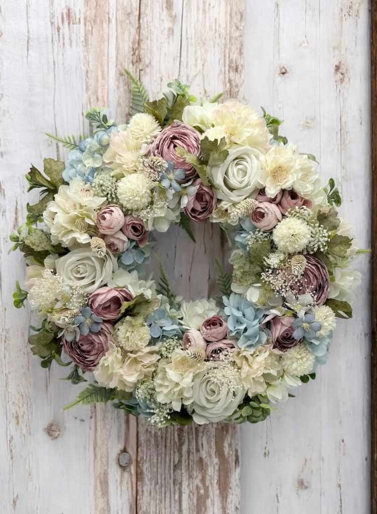Vintage Pastel Bloom Wreath