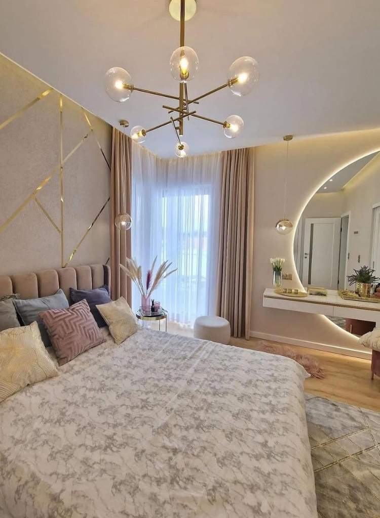 Warm LED Bedroom with Modern Glam Touch