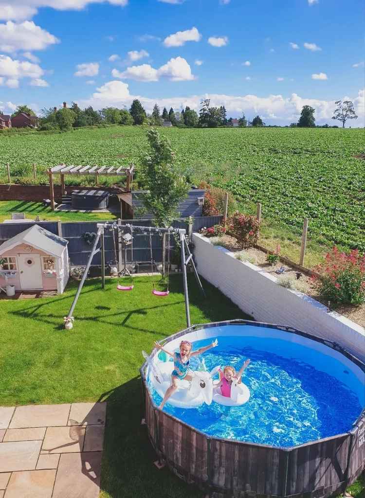 Backyard Kids Pool Swing Set and Playhouse