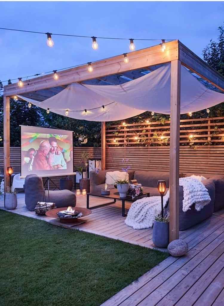 Backyard Movie Night Pergola