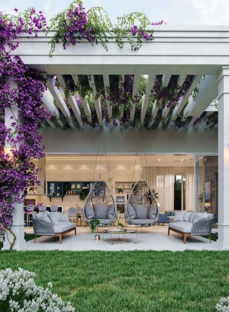Bougainvillea Pergola Swing Chair Patio