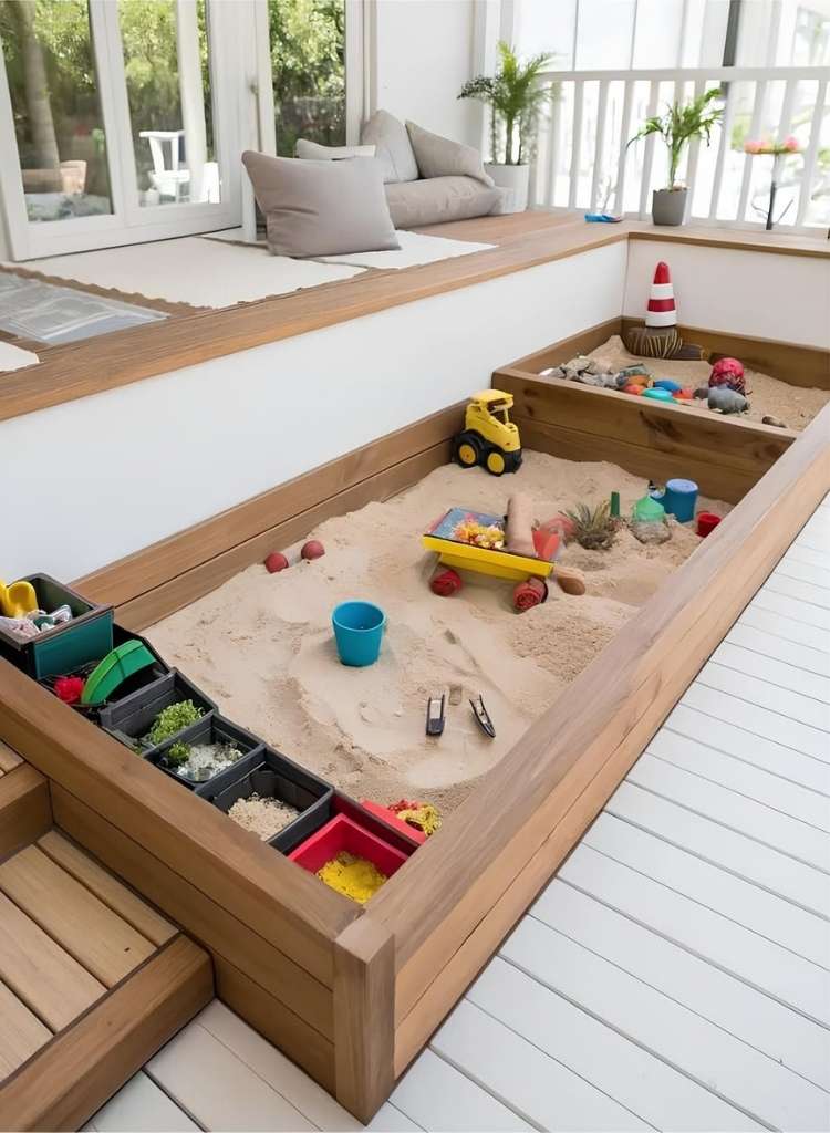 Built-In Deck Sandbox with Toy Storage