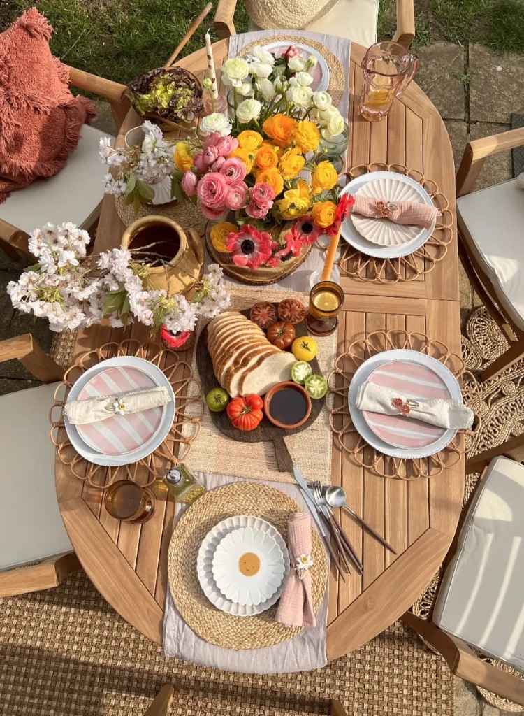 Colorful Garden Brunch Table Styling