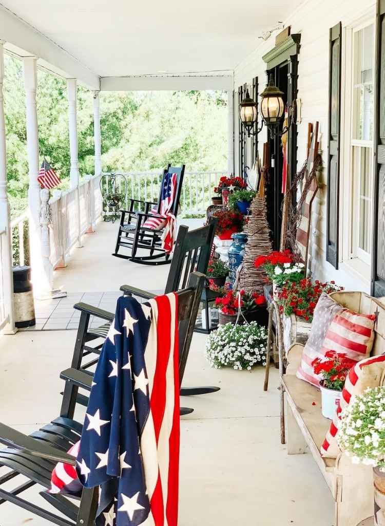 Cozy Farmhouse Patriotic Porch Styling