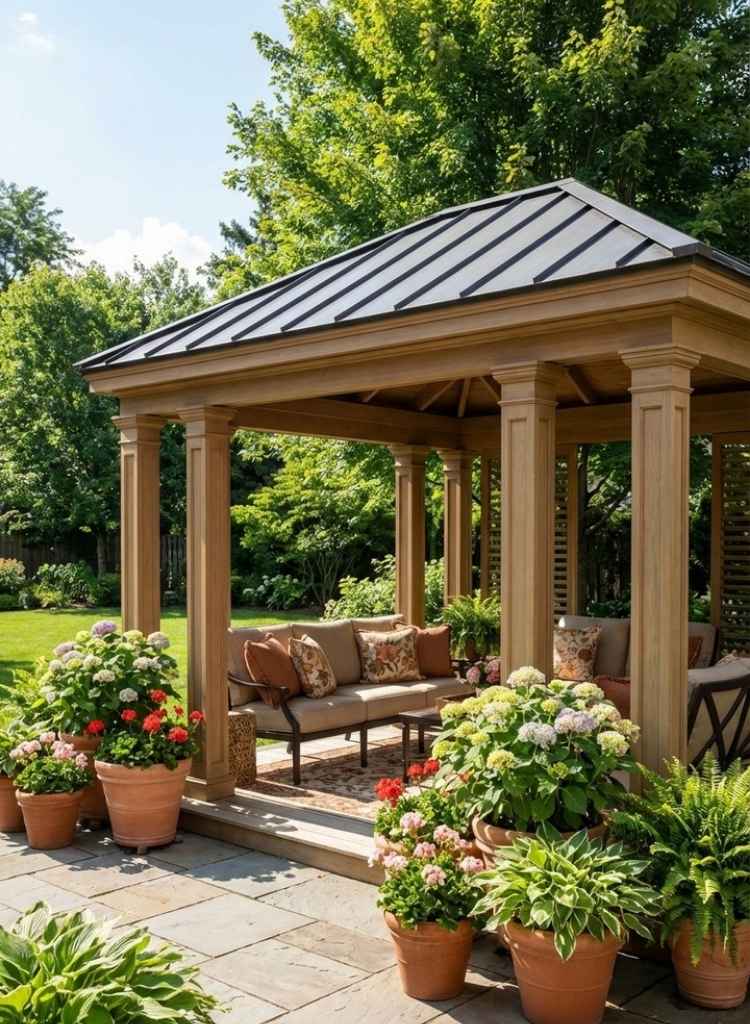 Cozy Garden Gazebo Seating