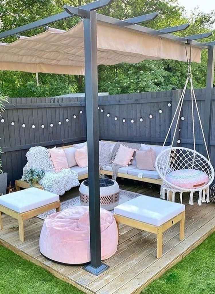 Cozy Pergola Lounge with Hanging Chair
