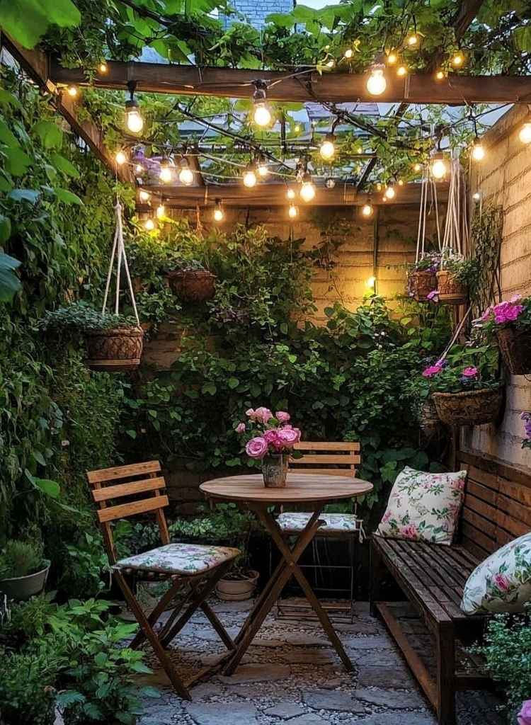 Garden Corner with Overhead Lights
