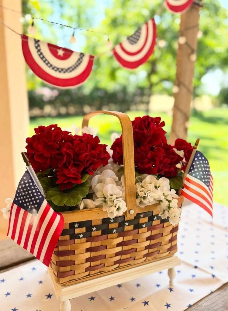 Patriotic Farmhouse Basket Table Centerpiece