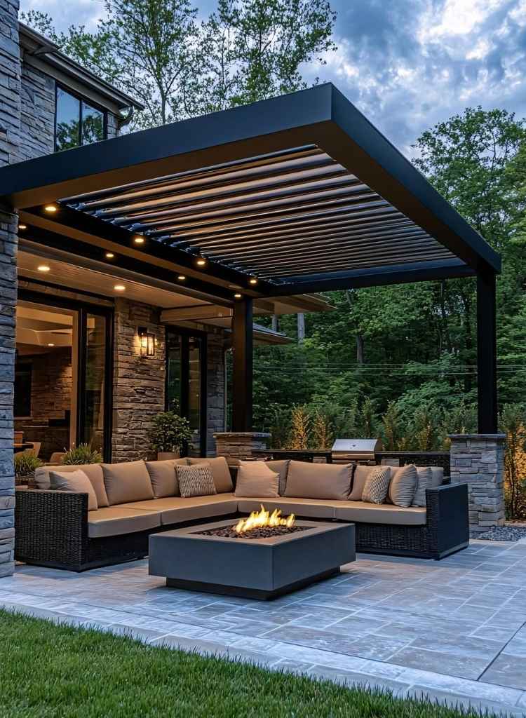 Pergola Patio Fire Pit Lounge