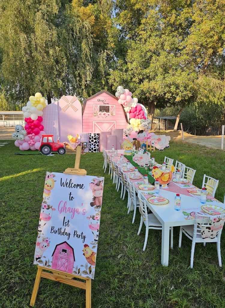 Pink Farm First Birthday Outdoor Party