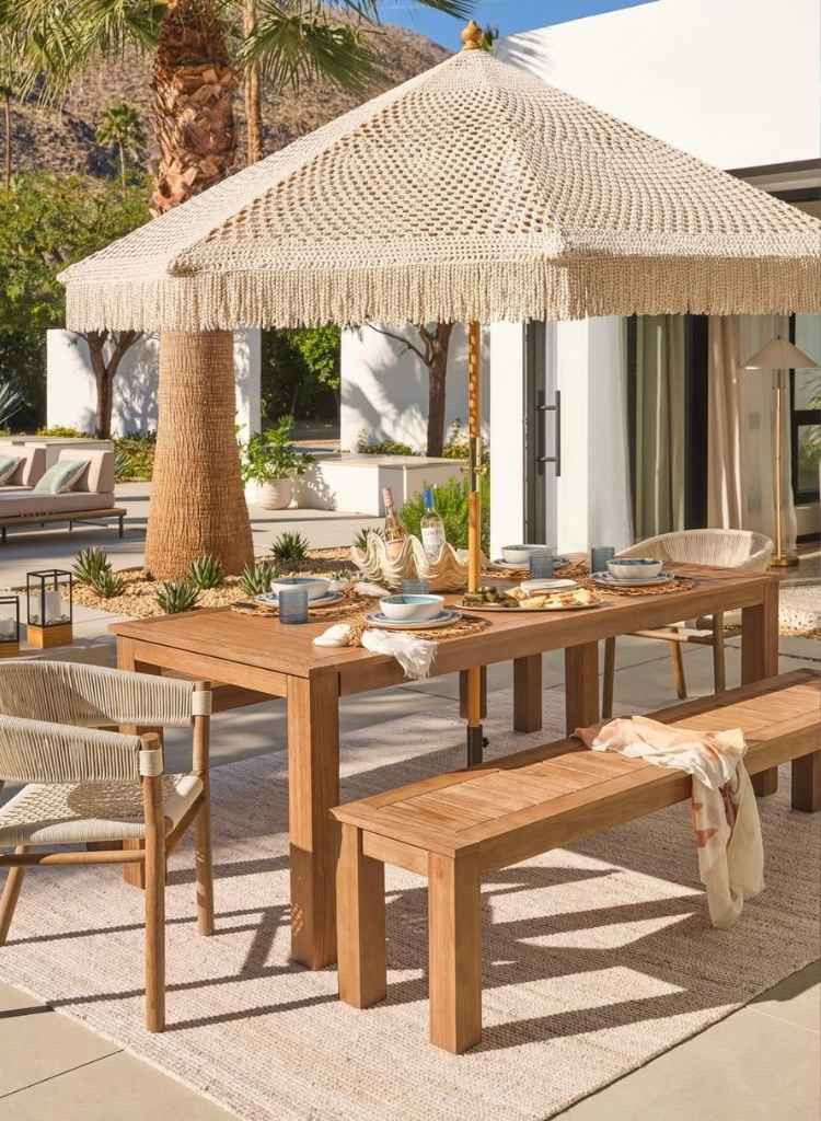 Relaxed Coastal Patio Dining Under Shade