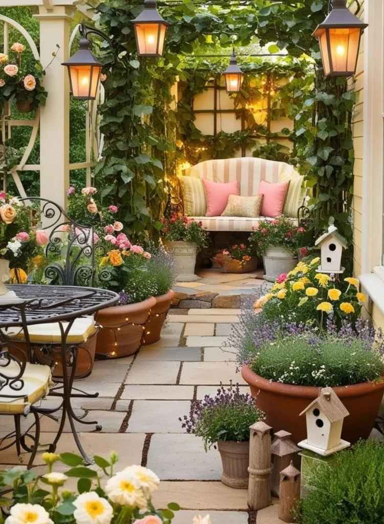 Romantic Garden Nook with Climbing Greens