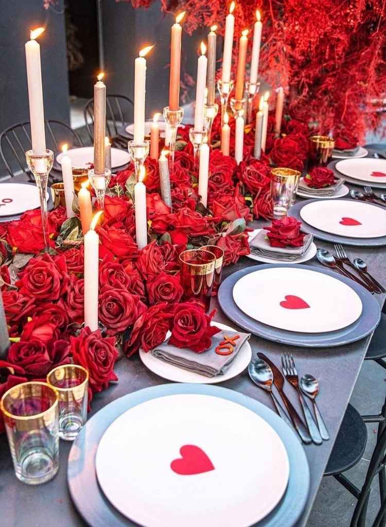 Romantic Red Rose Candlelight Table