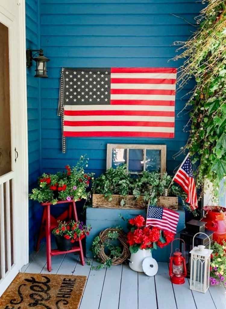 Rustic Patriotic Farmhouse Porch Corner