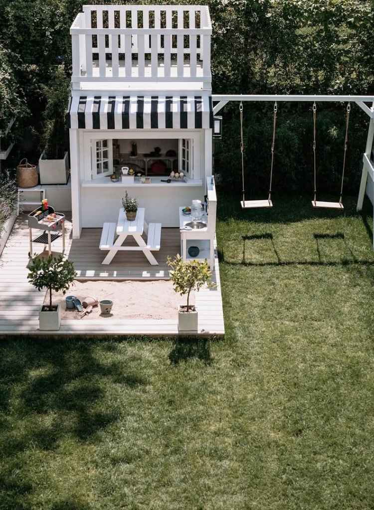 Scandinavian Backyard Kids Play Kitchen and Swings