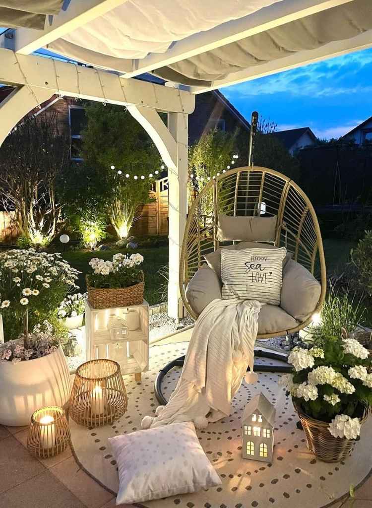 Soft Pergola Corner with Cozy Hanging Chair