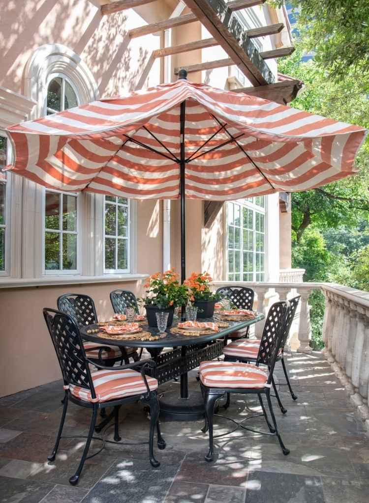 Striped Umbrella Patio Dining Look