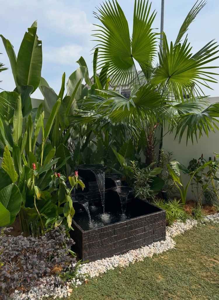 Tropical Corner with Compact Water Fountain