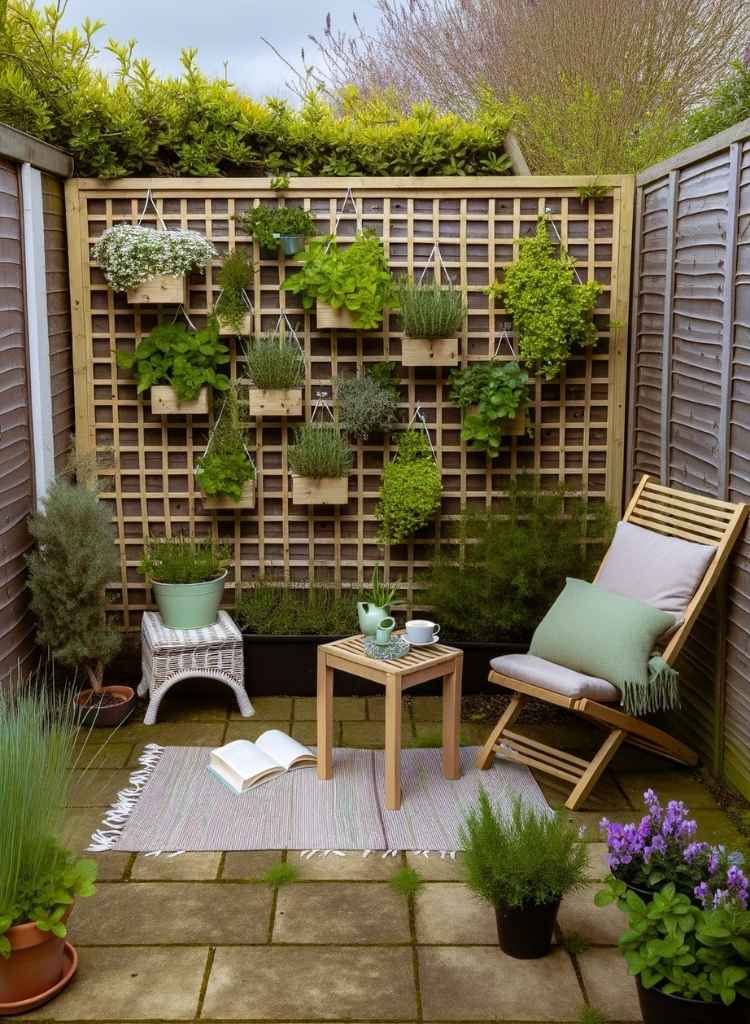 Vertical Herb Wall with Relaxing Corner