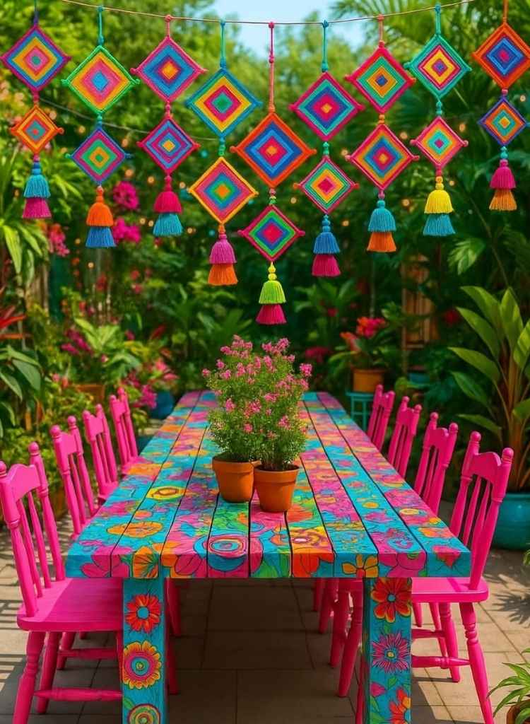 Vibrant Fiesta Outdoor Dining Table
