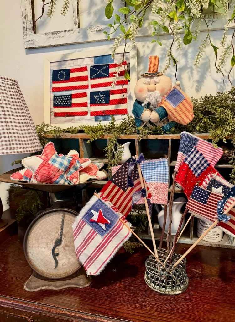 Vintage Patchwork Patriotic Farmhouse Display