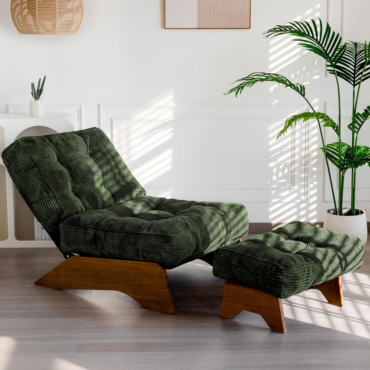 Accent Chair with Ottoman Adjustable Backrest