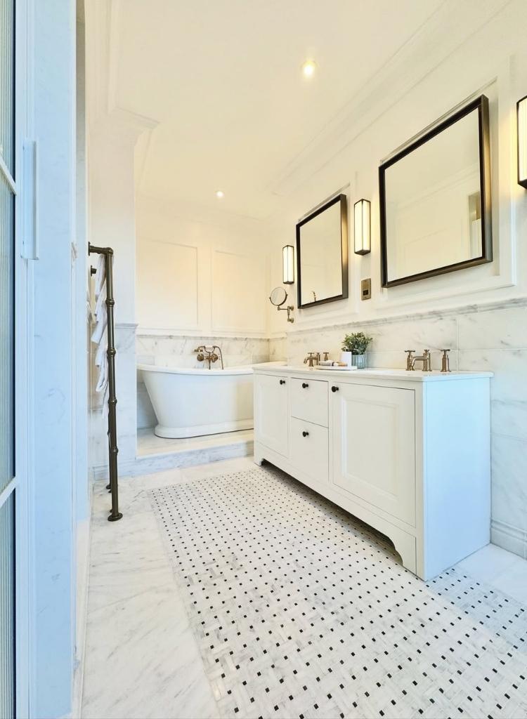 Basket Weave Tile Floor Bathroom