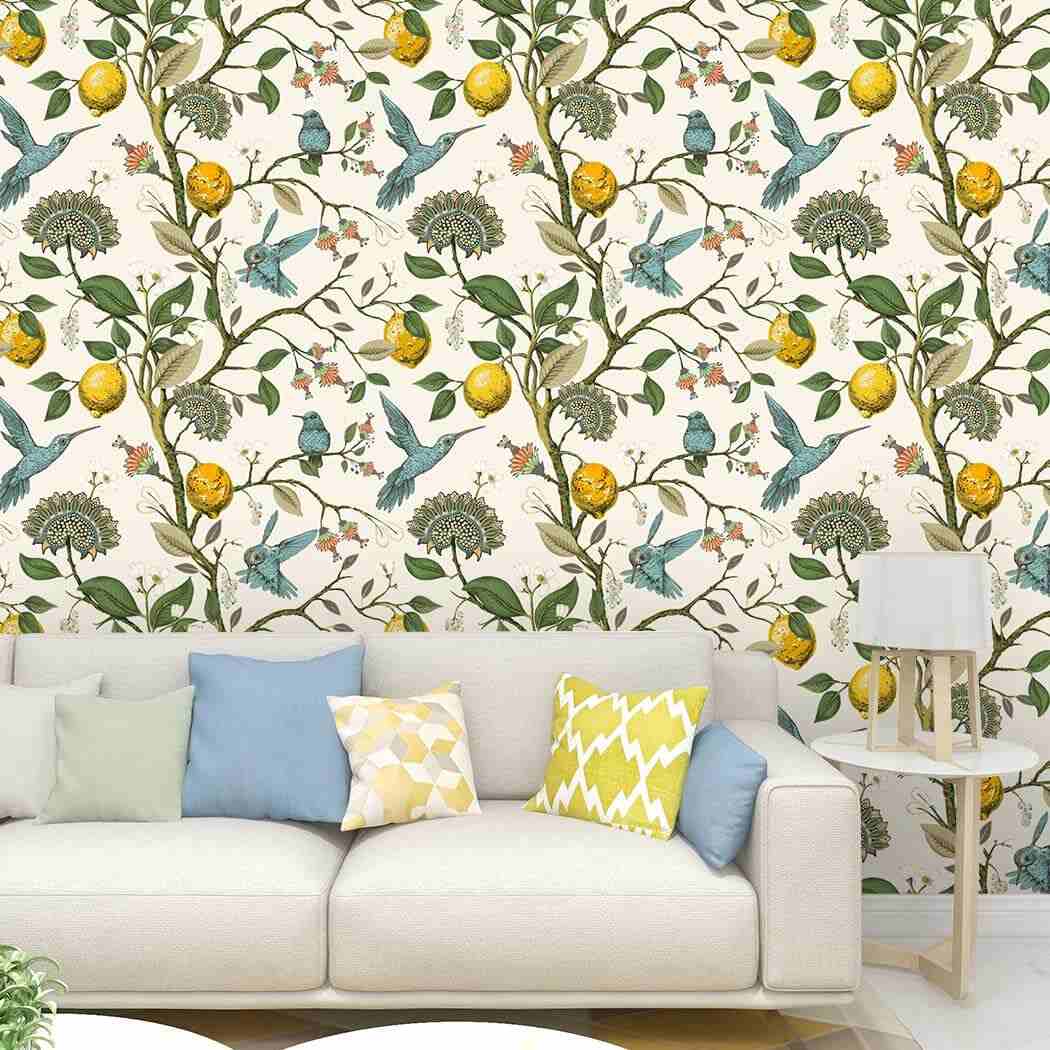 Blue Bird Wallpaper Lemon Tree Print