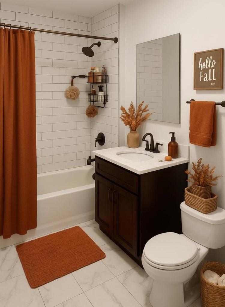 Burnt Orange Bath Mat Fall Bathroom