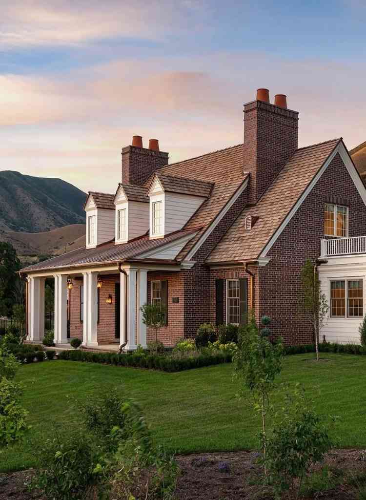 Country Brick Home with Front Porch Charm