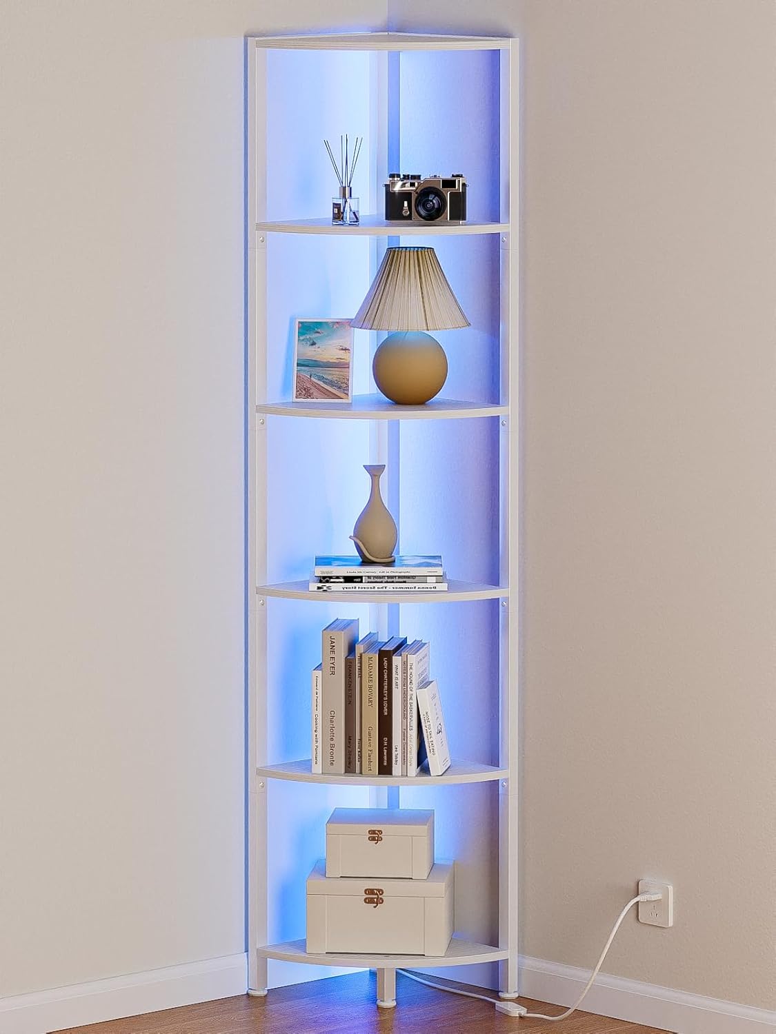 Furnulem 6 Tier Corner Shelf with LED Light