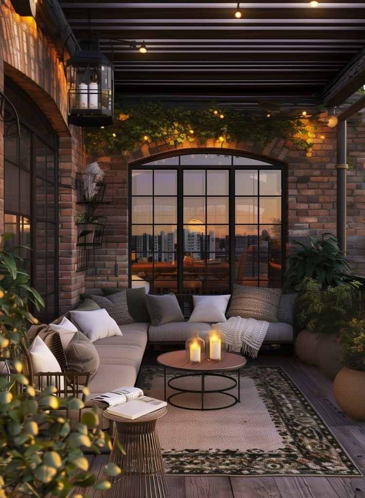 Industrial Rooftop Terrace with Brick and Steel