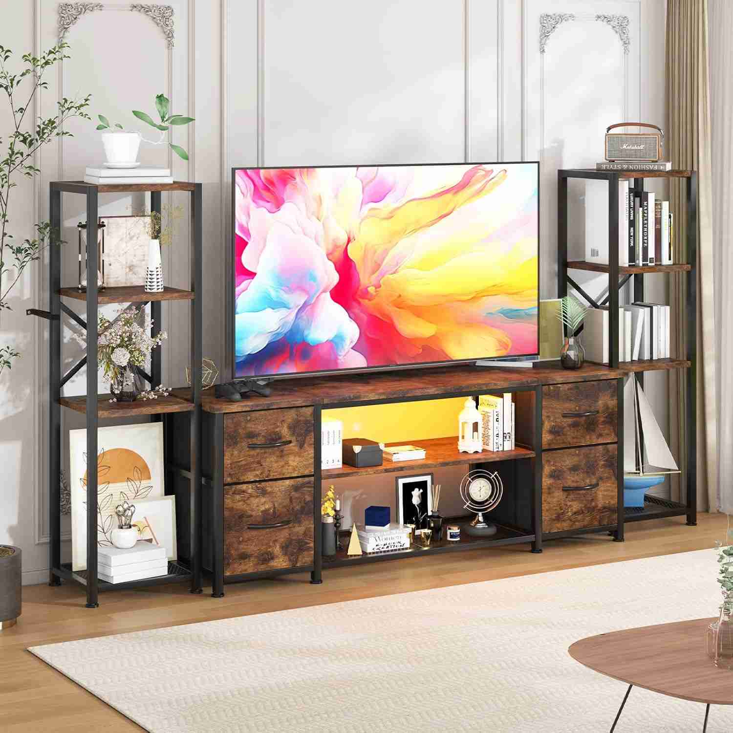 LED TV Stand Bookshelf