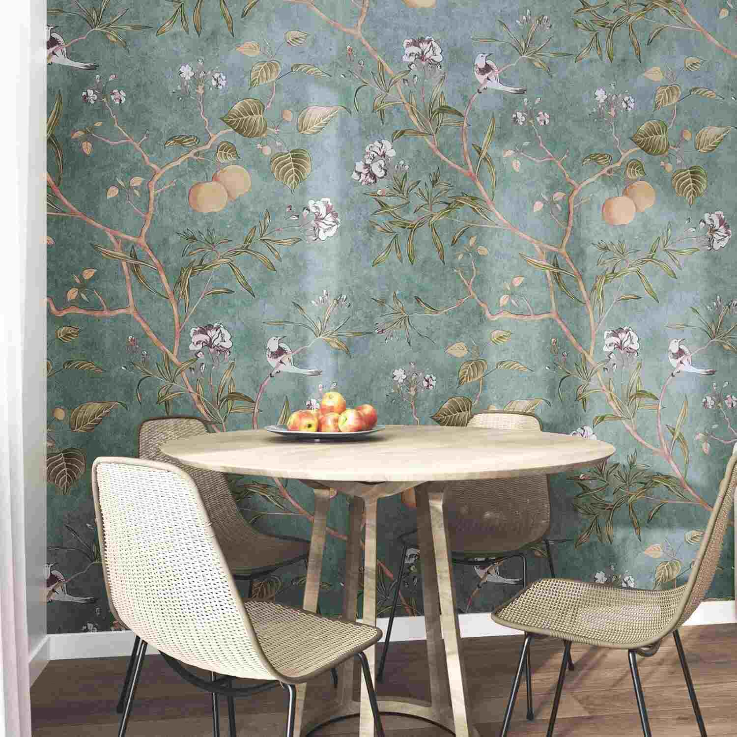 Laatse Green Floral Wallpaper