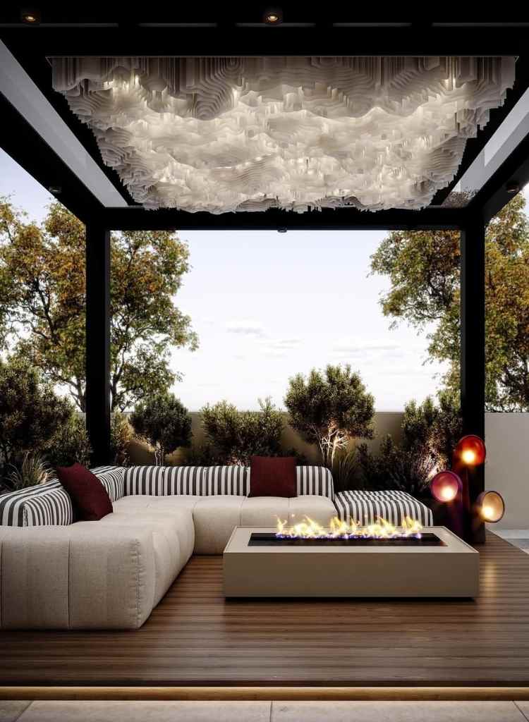 Luxury Rooftop Lounge with Cloud Chandelier
