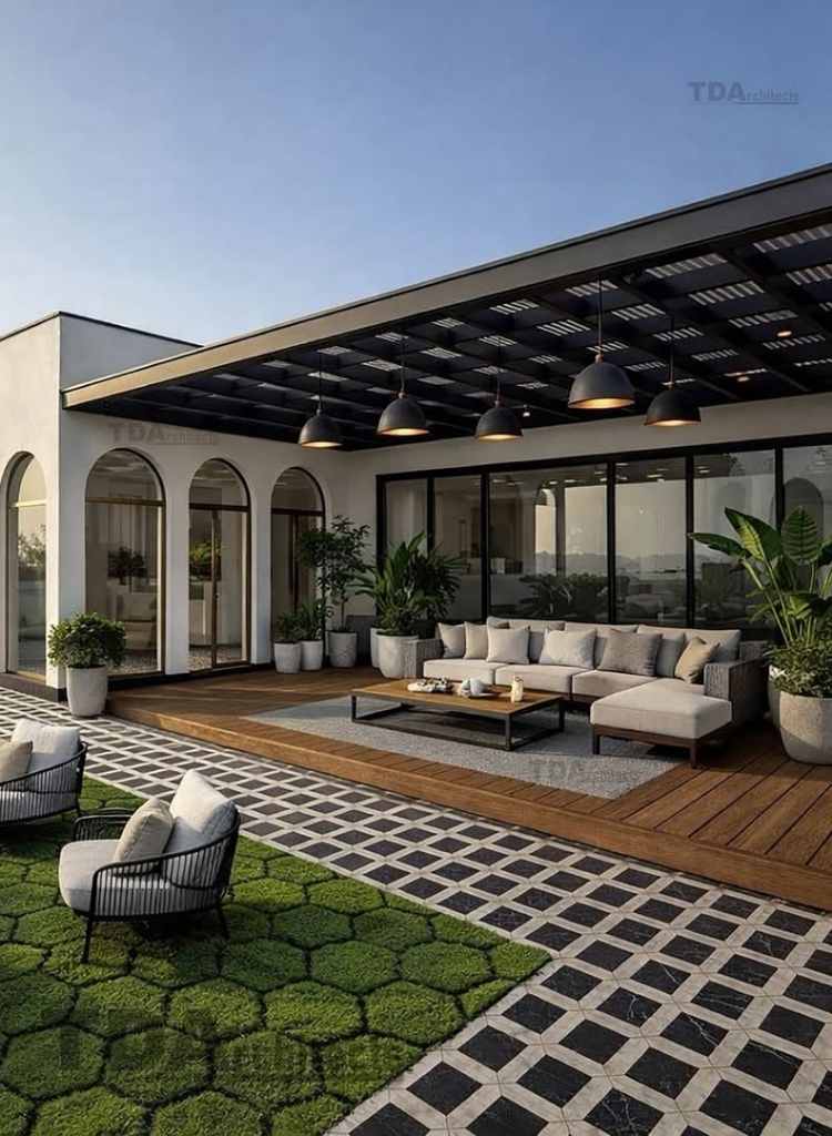 Modern Terrace with Wood Deck 